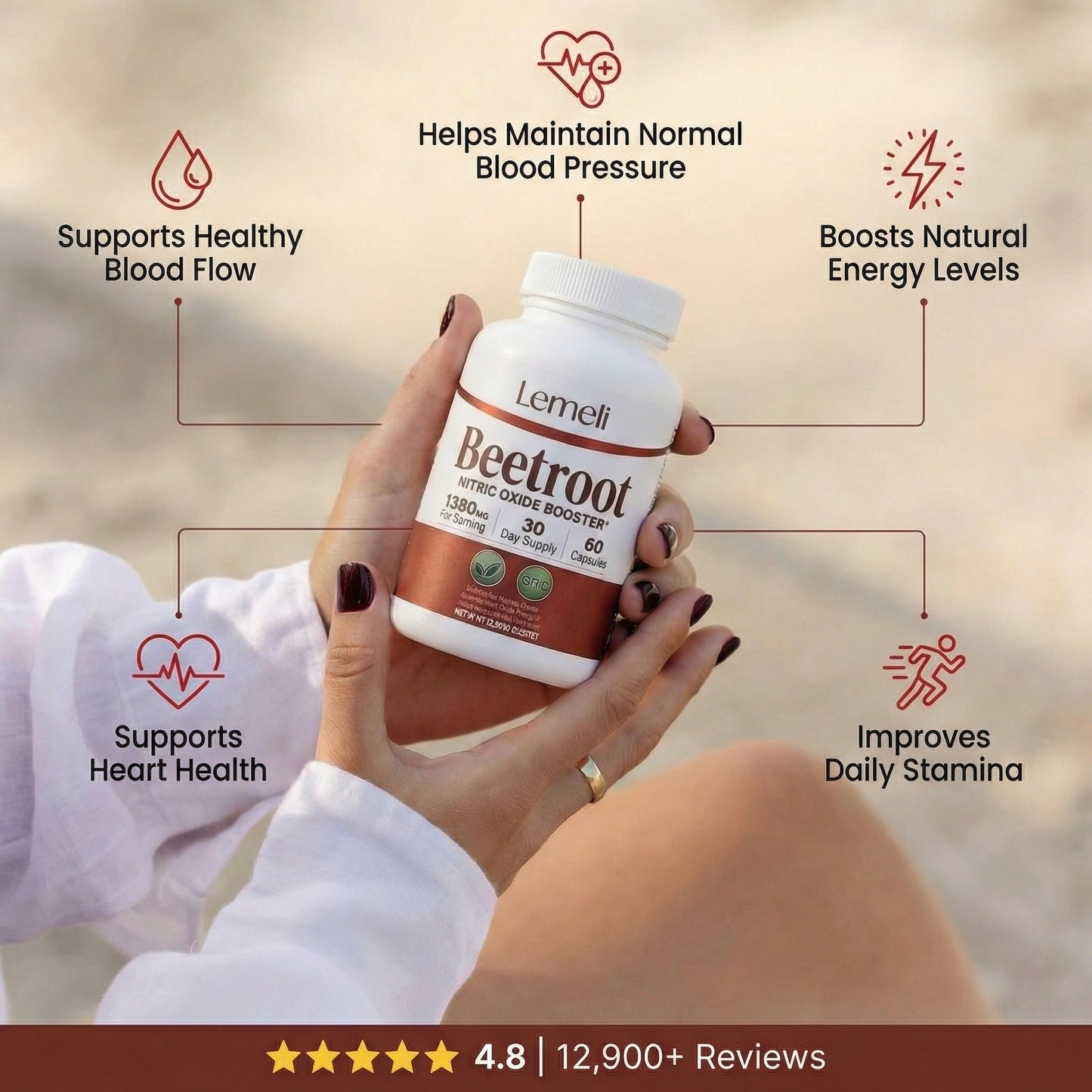 Beetroot 1300mg - Nitric Oxide Booster - Lemeli