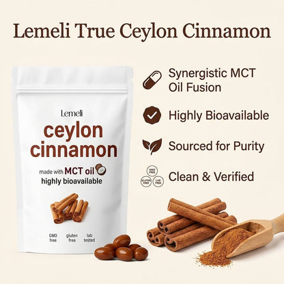 Ceylon Cinnamon 7200mg Equivalent with MCT Oil - Lemeli