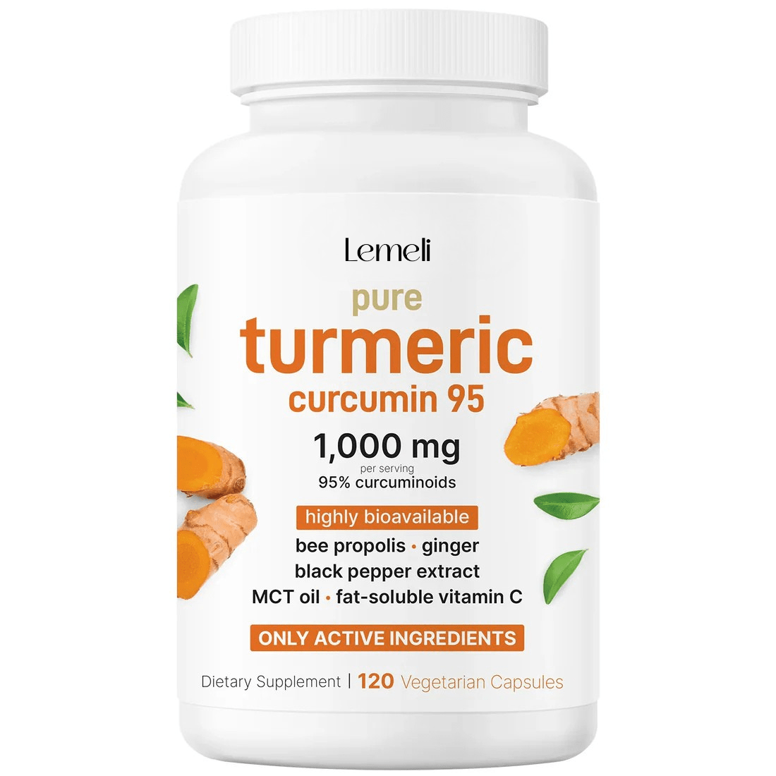 Turmeric Curcumin Herbal Complex Black Pepper & MCT Oil – 120 Capsules - Lemeli