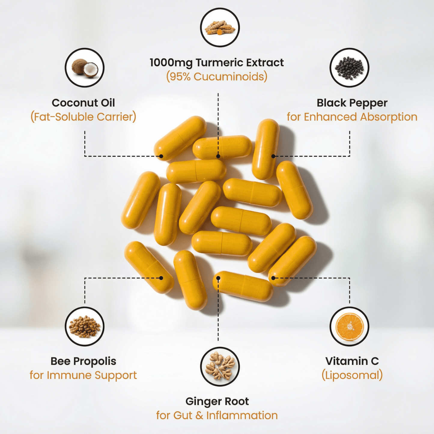 Turmeric Curcumin Herbal Complex Black Pepper & MCT Oil – 120 Capsules - Lemeli