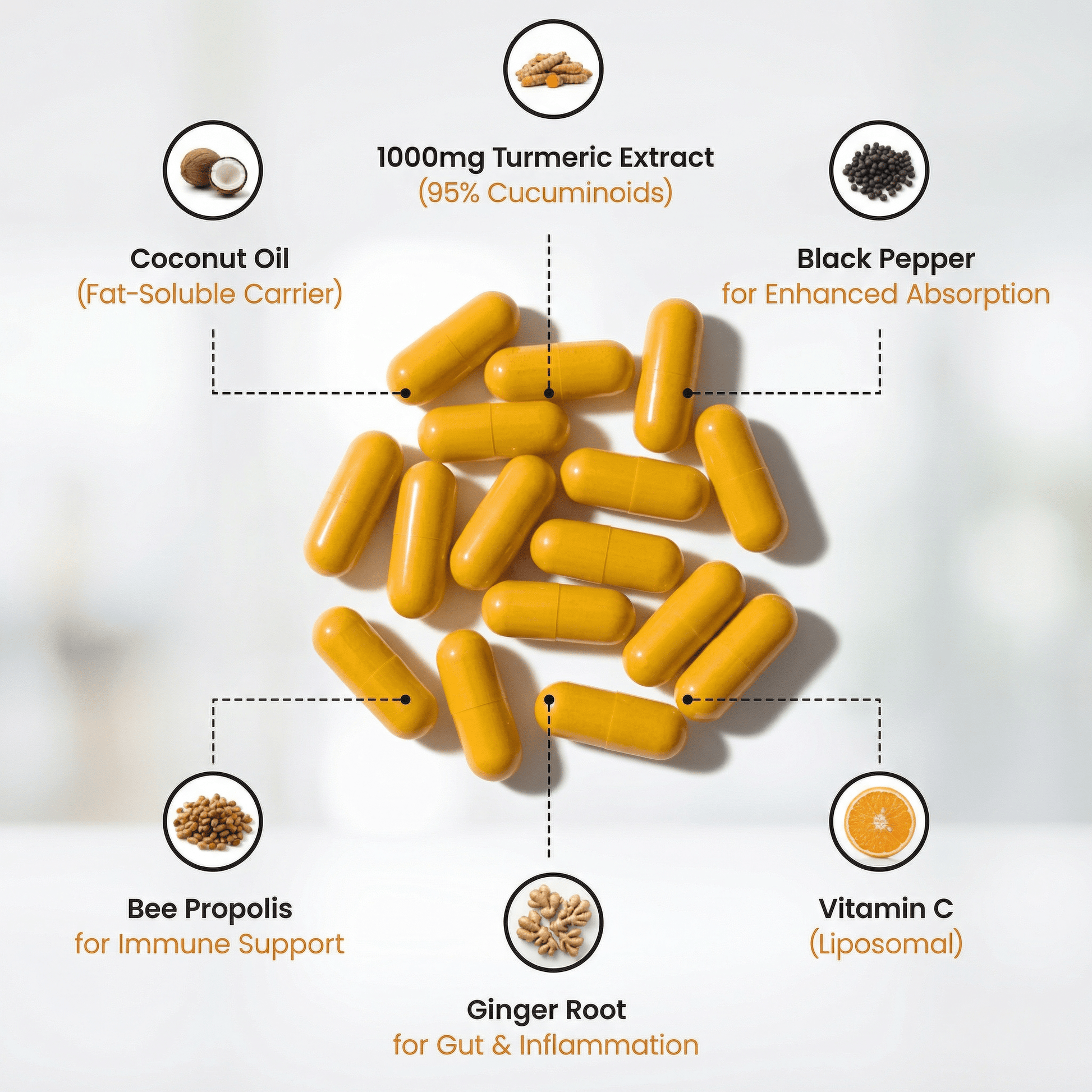 Turmeric Curcumin Herbal Complex Black Pepper & MCT Oil – 120 Capsules - Lemeli