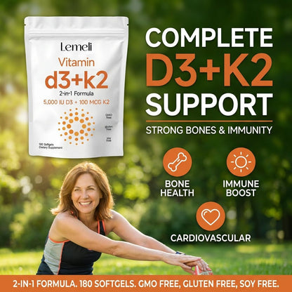 Vitamin D3+K2 the 2 - in - 1 Formula - Lemeli